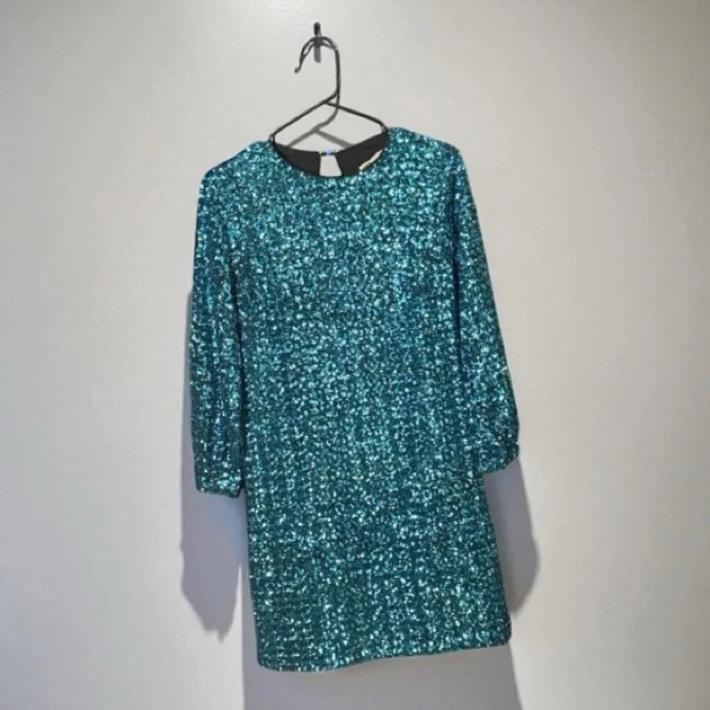 Hunter Bell Blue Sequin Shift Mini Dress  Size 0 - Picture 4 of 4